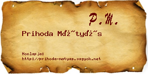 Prihoda Mátyás névjegykártya